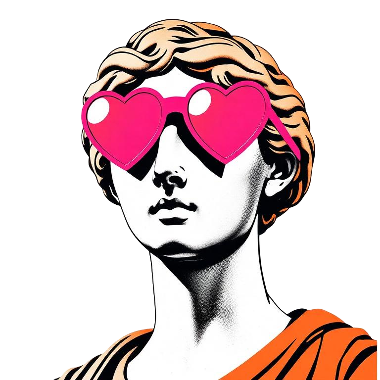 Statue with heart sunglasses